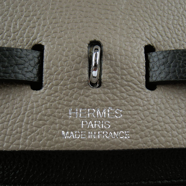 7A Replica Hermes Black/Grey Kelly 32cm Togo Leather Bag 60667